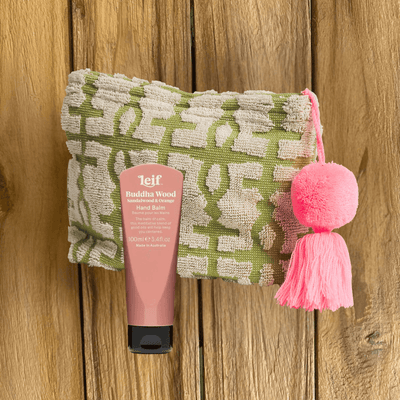 Amata Terry Pouch + Buddha Wood Hand Cream