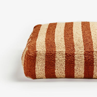 Boucle Stripe Chocolate Pouffe side view