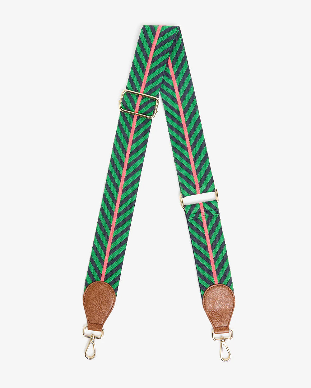 Accent Strap Tan - Navy & Green Chevron