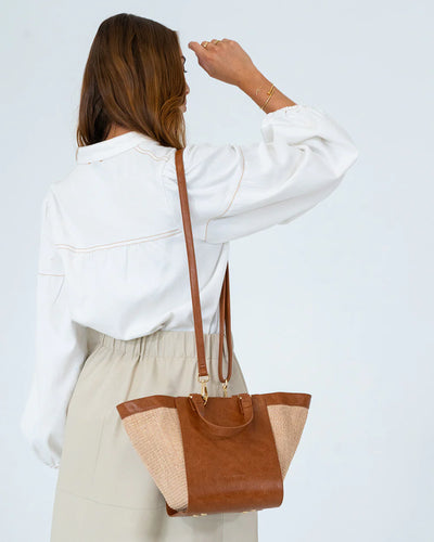 woman using Carnegie Tote - Natural/Tan