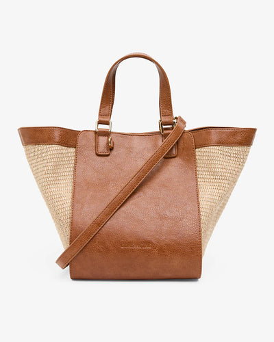 Carnegie Tote - Natural/Tan with sling open extended sides