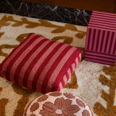 carpet with Boucle Stripe Burgundy Pouffe