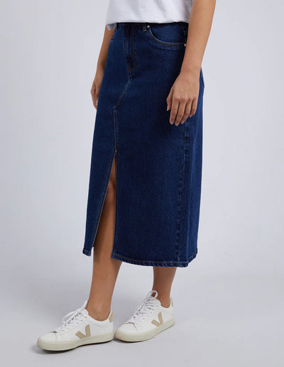 Scout Midi Skirt in Indigo side details