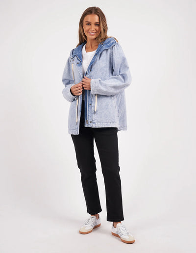 Full image of woman wearing Kingston Anorak in Light Blue