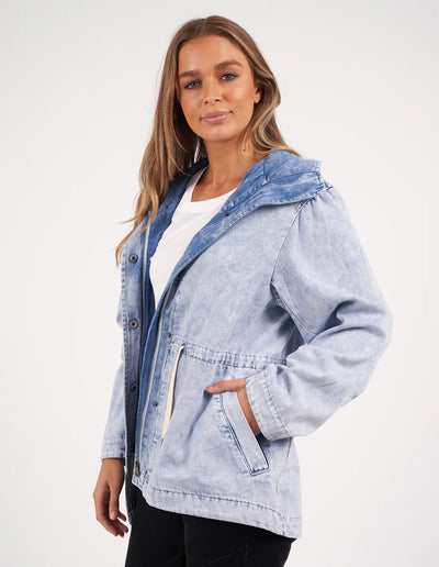 Portrait of woman wearing Kingston Anorak in Light Blue