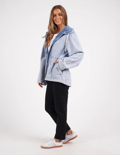 Full image of woman wearing Kingston Anorak in Light Blue