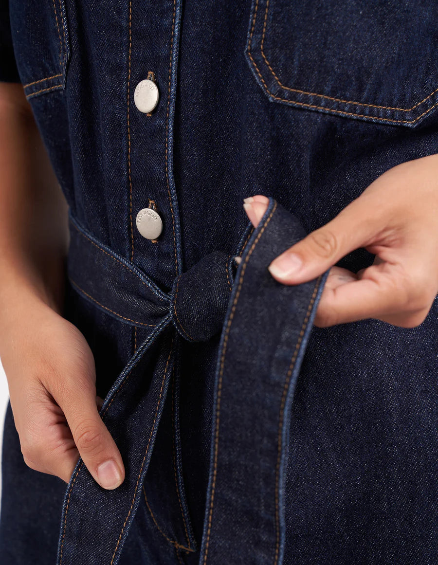 Details of the Lorena Jumpsuit Indigo Denim Belt