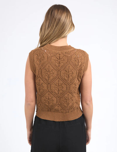 Back details of Luna Knit Vest in Toasted Coconut colour 