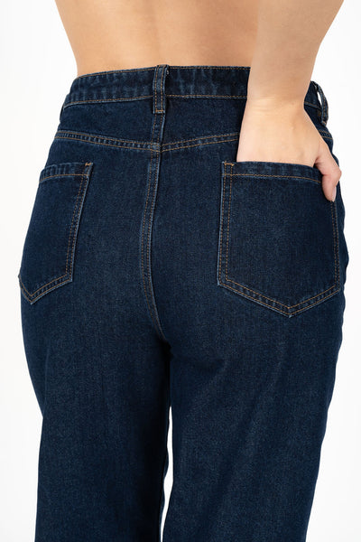 Close look of the back pocket details of Humidity Lifestyle Dark Blue Elle Jeans