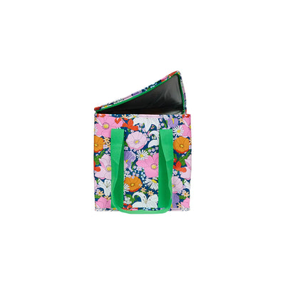 Insulated tote in Fleur prints with open cover