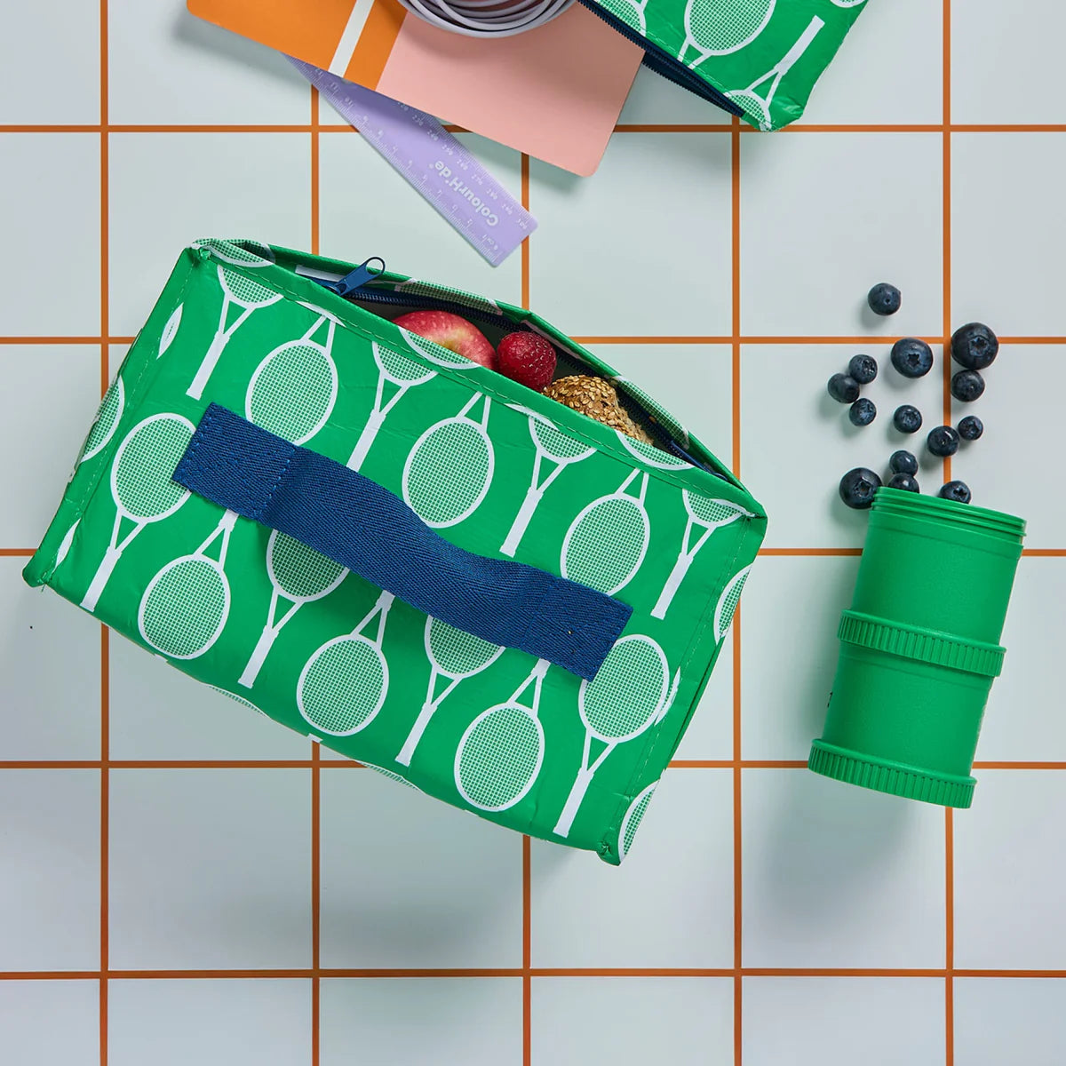 Takeaway Lunch Bag in Tennis print with fruits