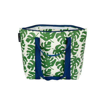 Open Zip Medium Tote with Monstera print