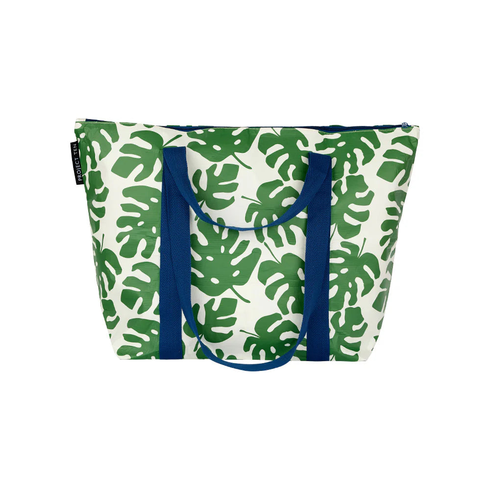 Zip Medium Tote with Monstera print