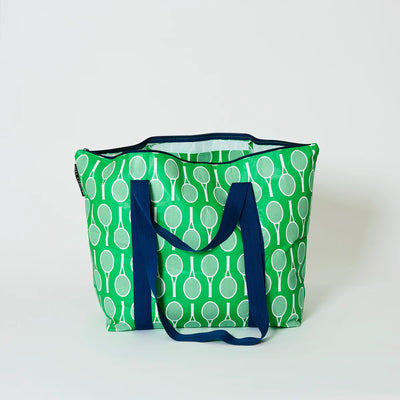 Open Zip Medium Tote with Tennis print