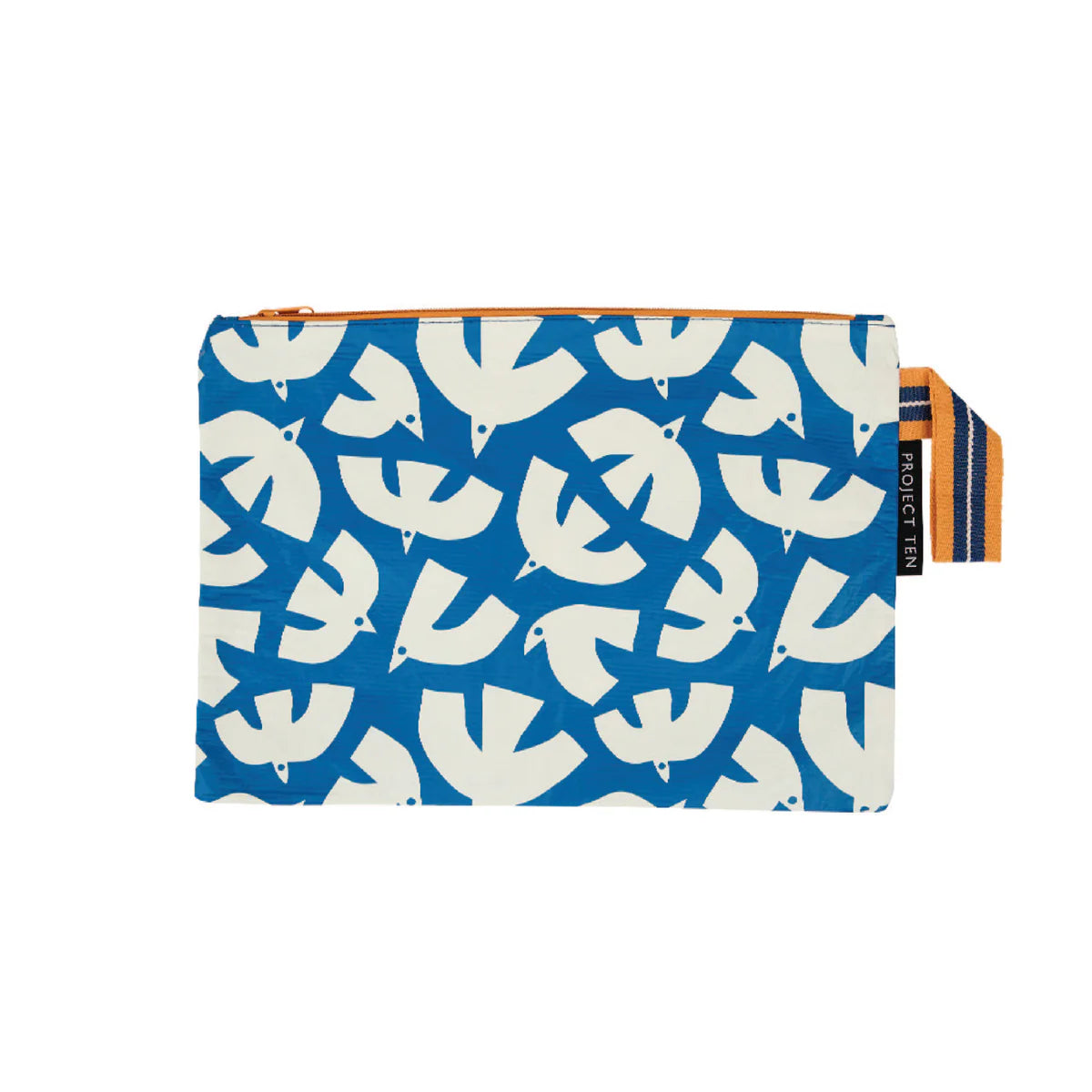 Project ten seagull print blue zip pouch