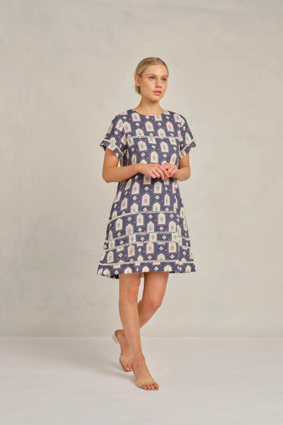 Claudette Dress Eden - Navy