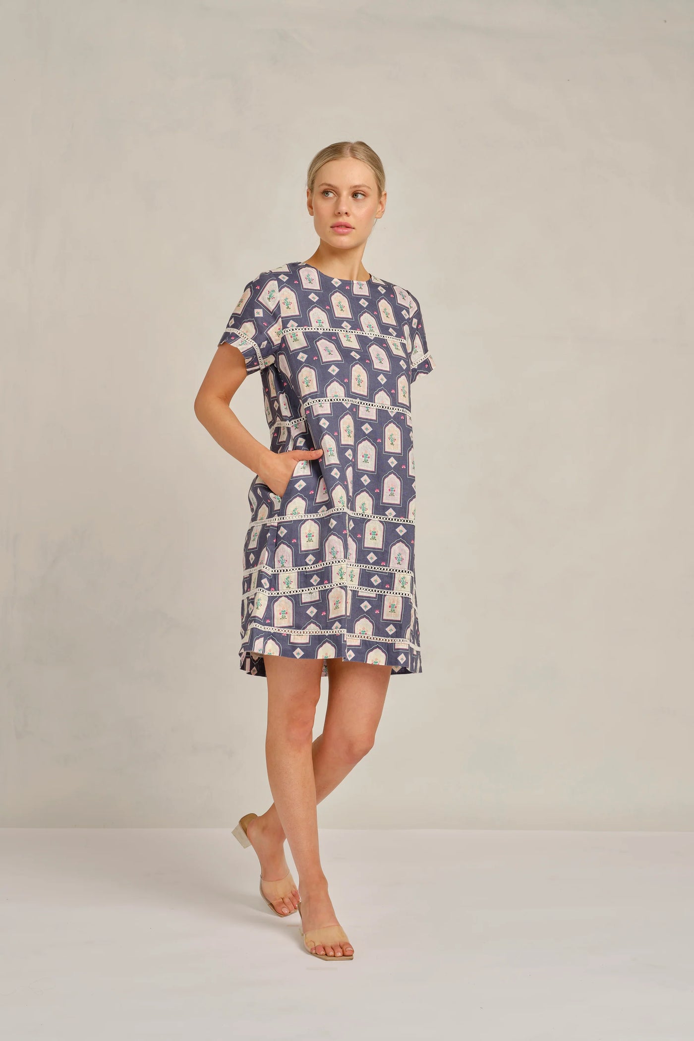 Claudette Dress Eden - Navy