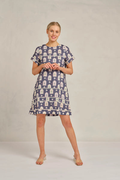 Claudette Dress Eden - Navy