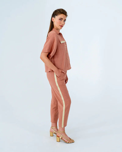 Leah Tapered Trouser - Terracotta