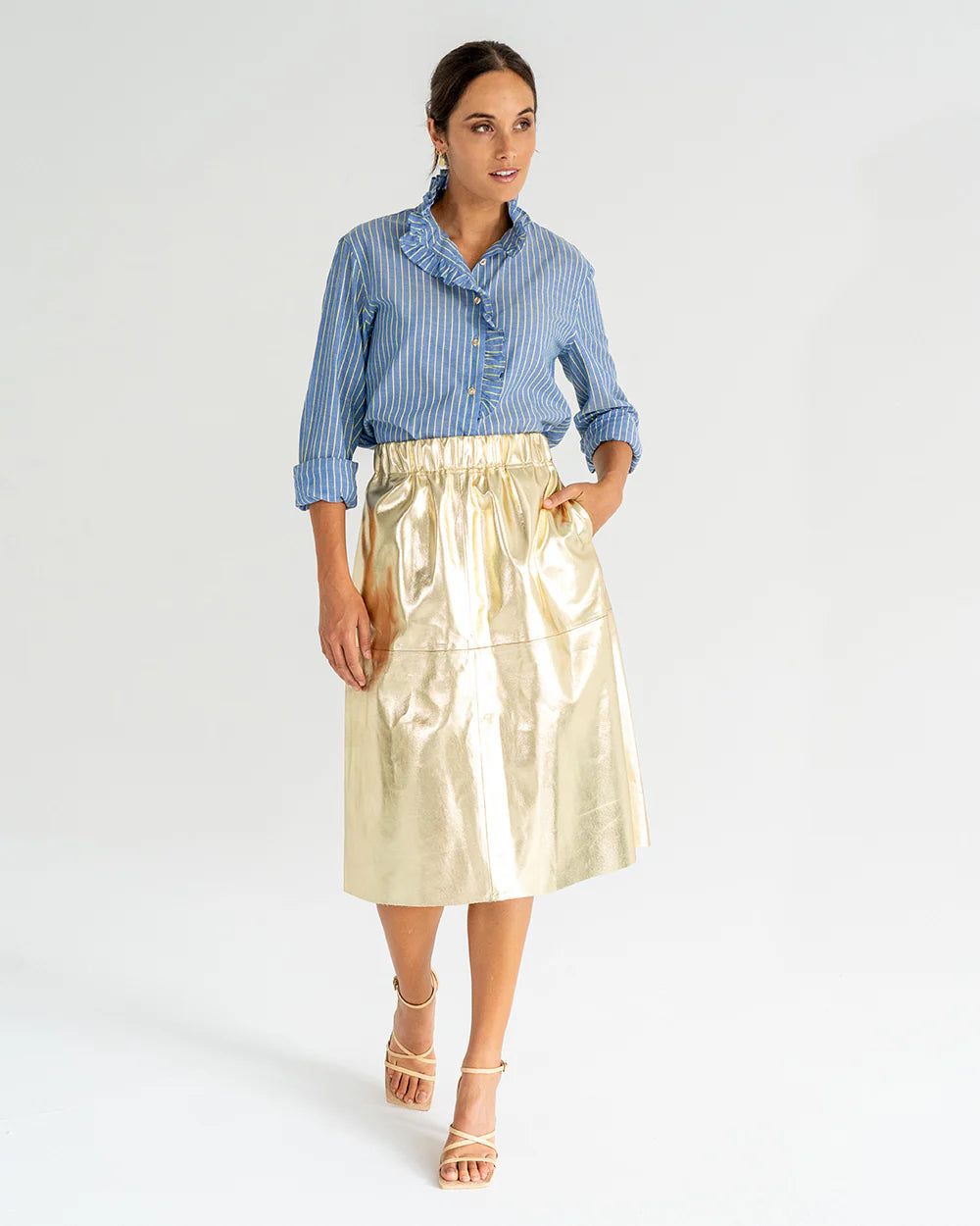 Lexi Vegan Leather Skirt - Gold