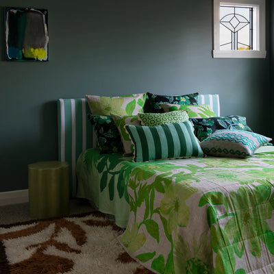 Cosmos Green - Cornflower Green Quilted Throw