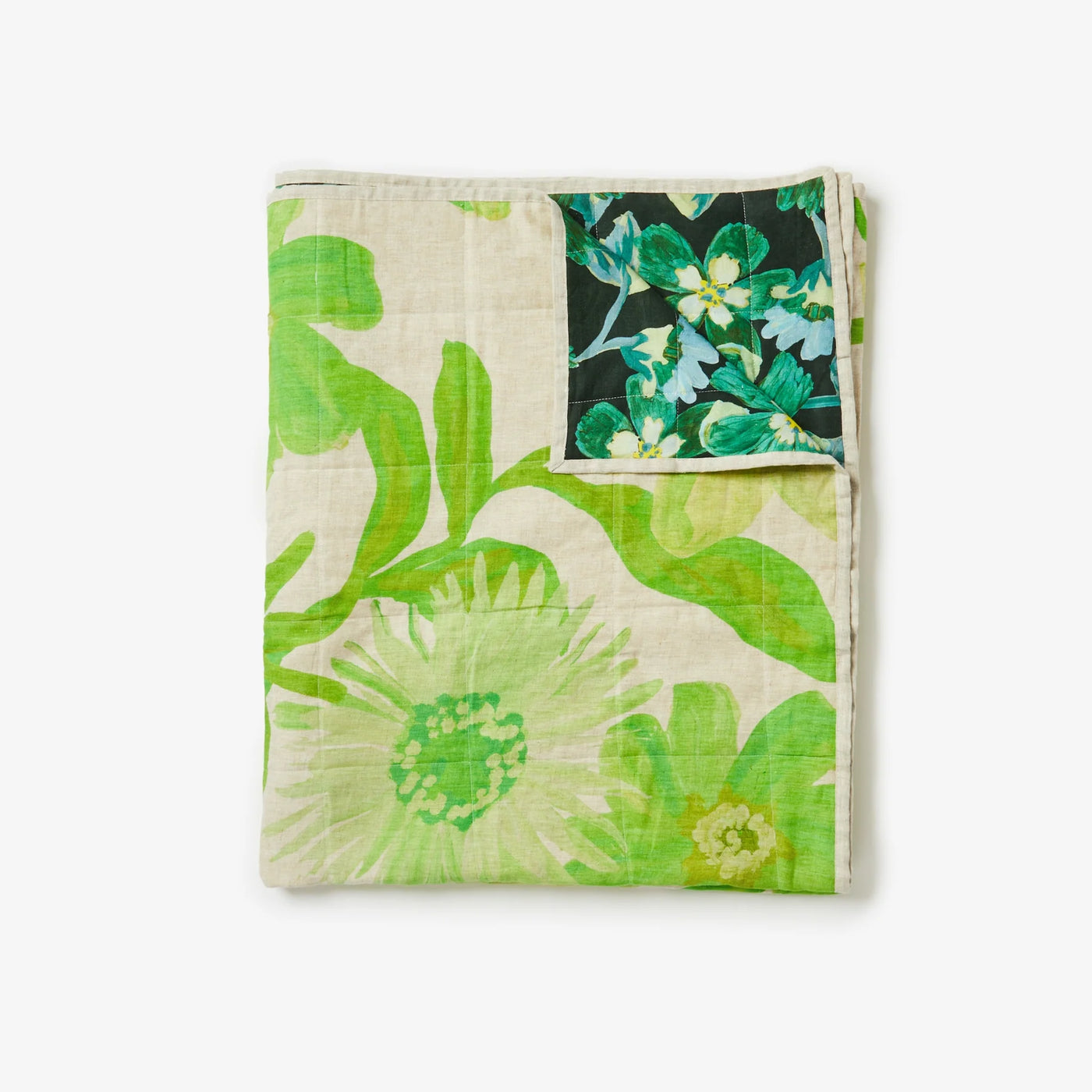 Cosmos Green - Cornflower Green Quilted Throw