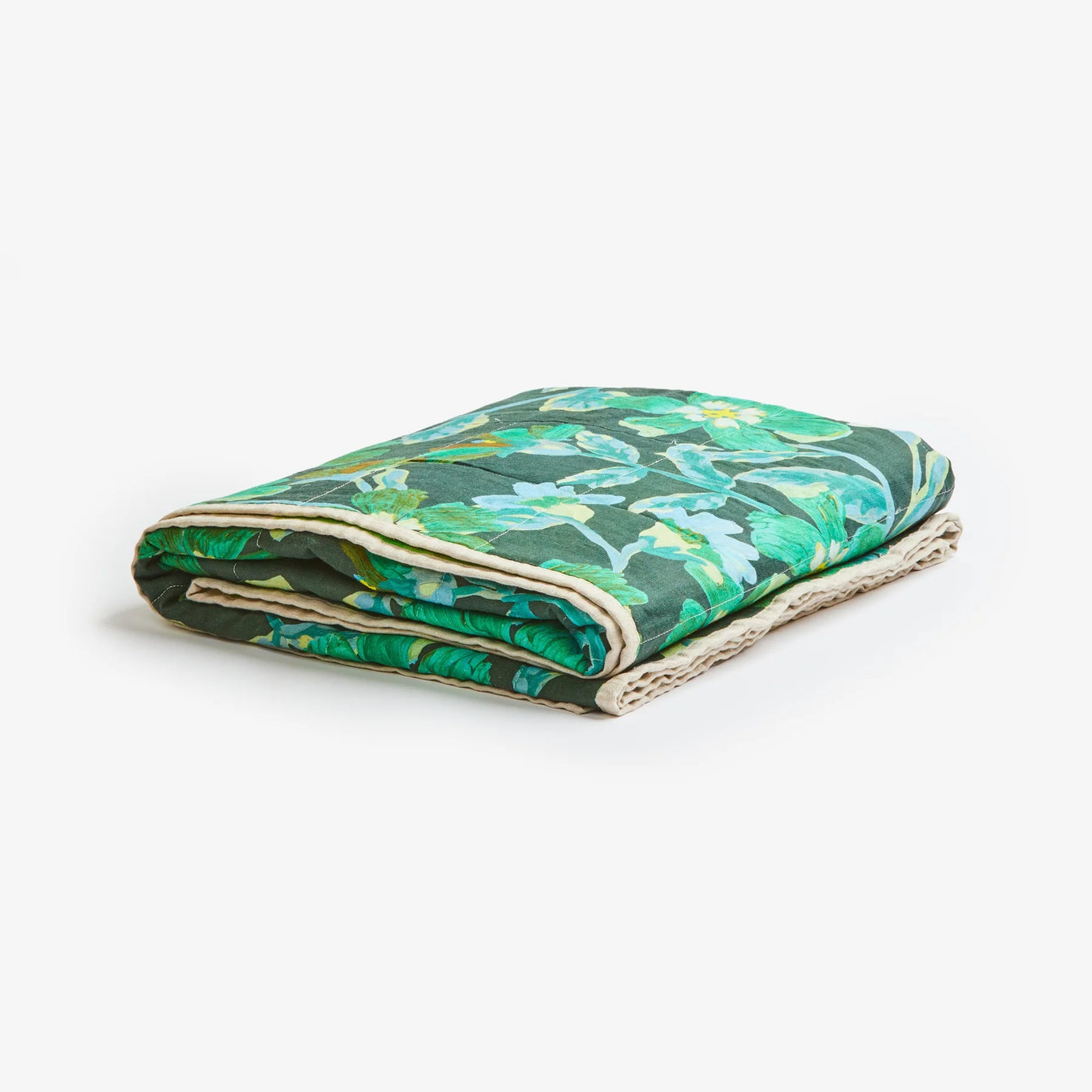 Cosmos Green - Cornflower Green Quilted Throw