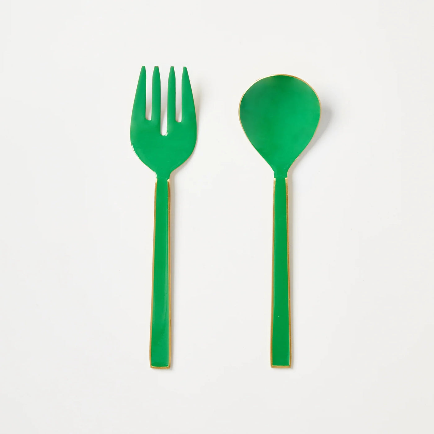 Enamel Emerald Salad Servers (Set of Two)