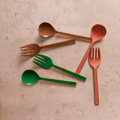 Enamel Peach Salad Servers (Set of Two)