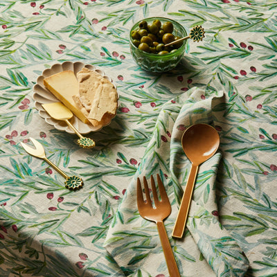 table with tableware and bonnie and neil kalamata multi tablecloth