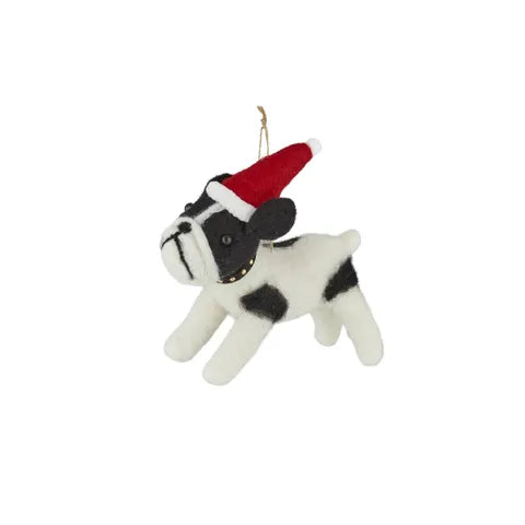 Dog with Santa Hat- black & white