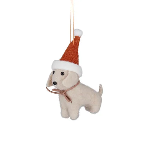 Santa Hat dog blonde