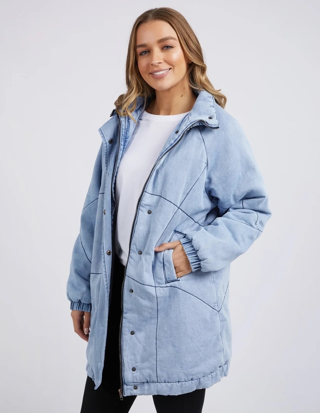 Rosalee Longline Jacket - Light Blue