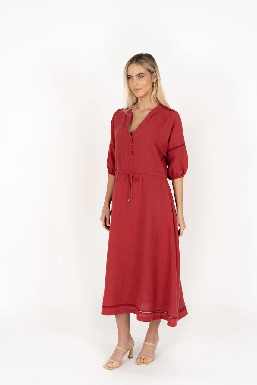 Ambrosia Midi Dress - Brick