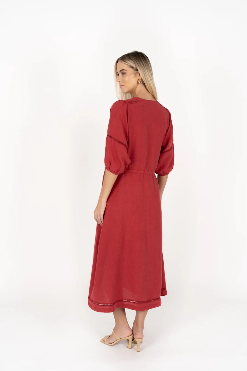 Ambrosia Midi Dress - Brick