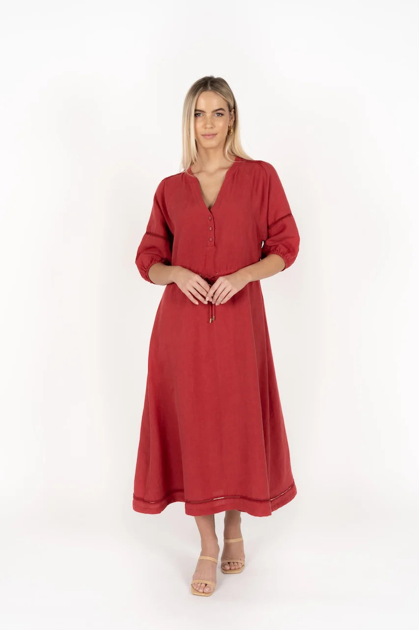 Ambrosia Midi Dress - Brick