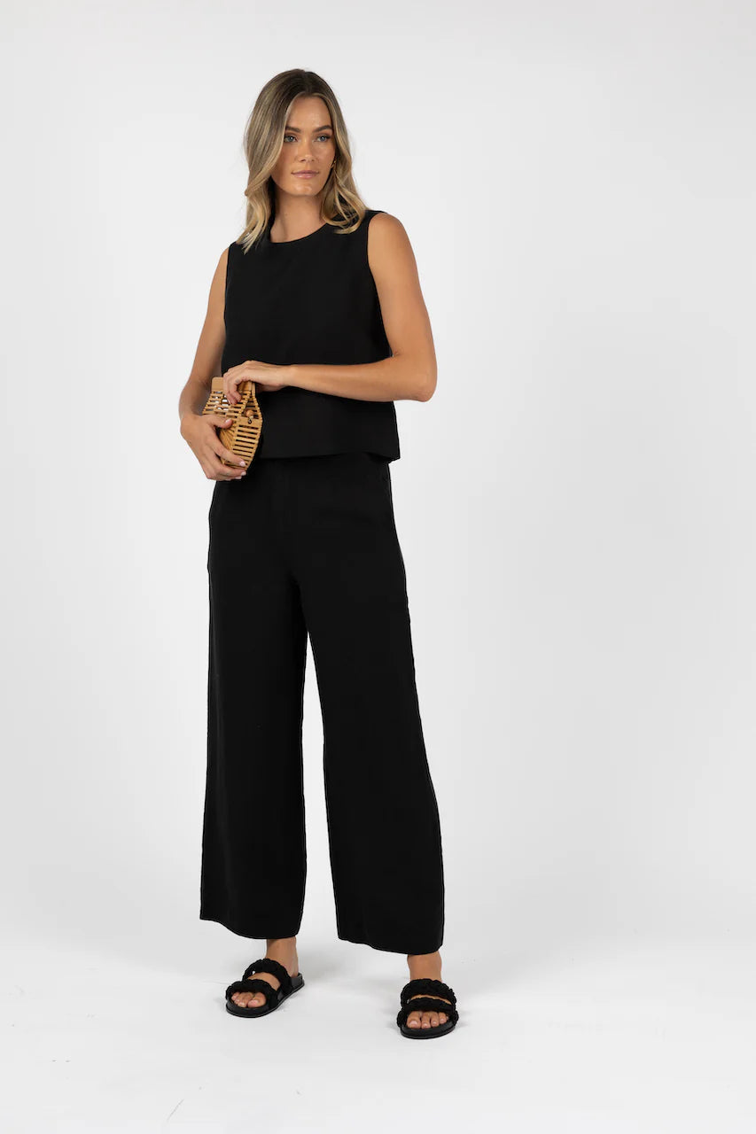 Fleetwood Linen Pant - Black