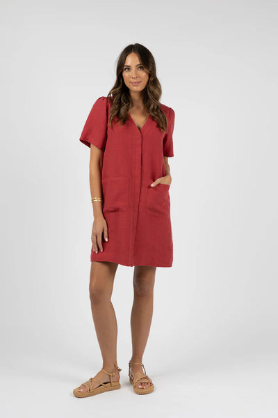 Savina Shirt Dress - Brick