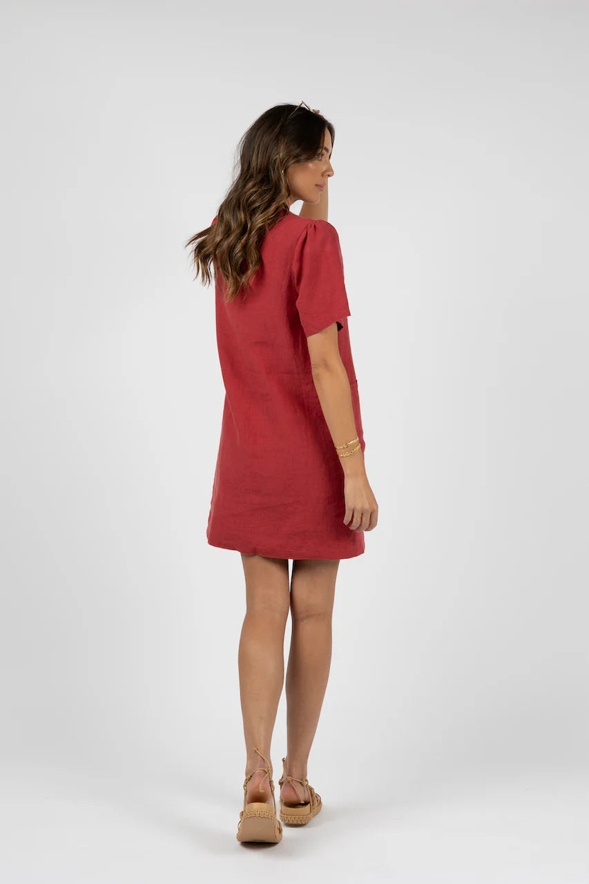 Savina Shirt Dress - Brick