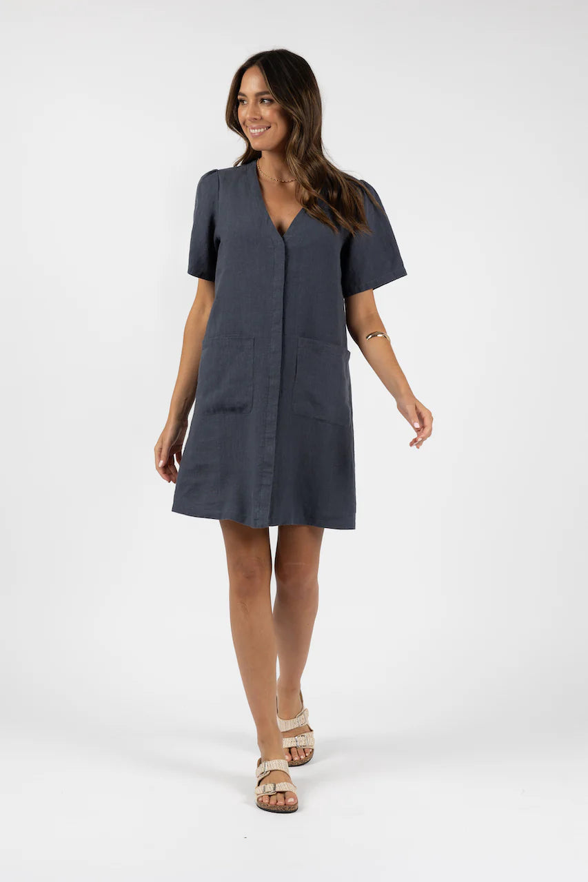 Savina Shirt Dress - Steel