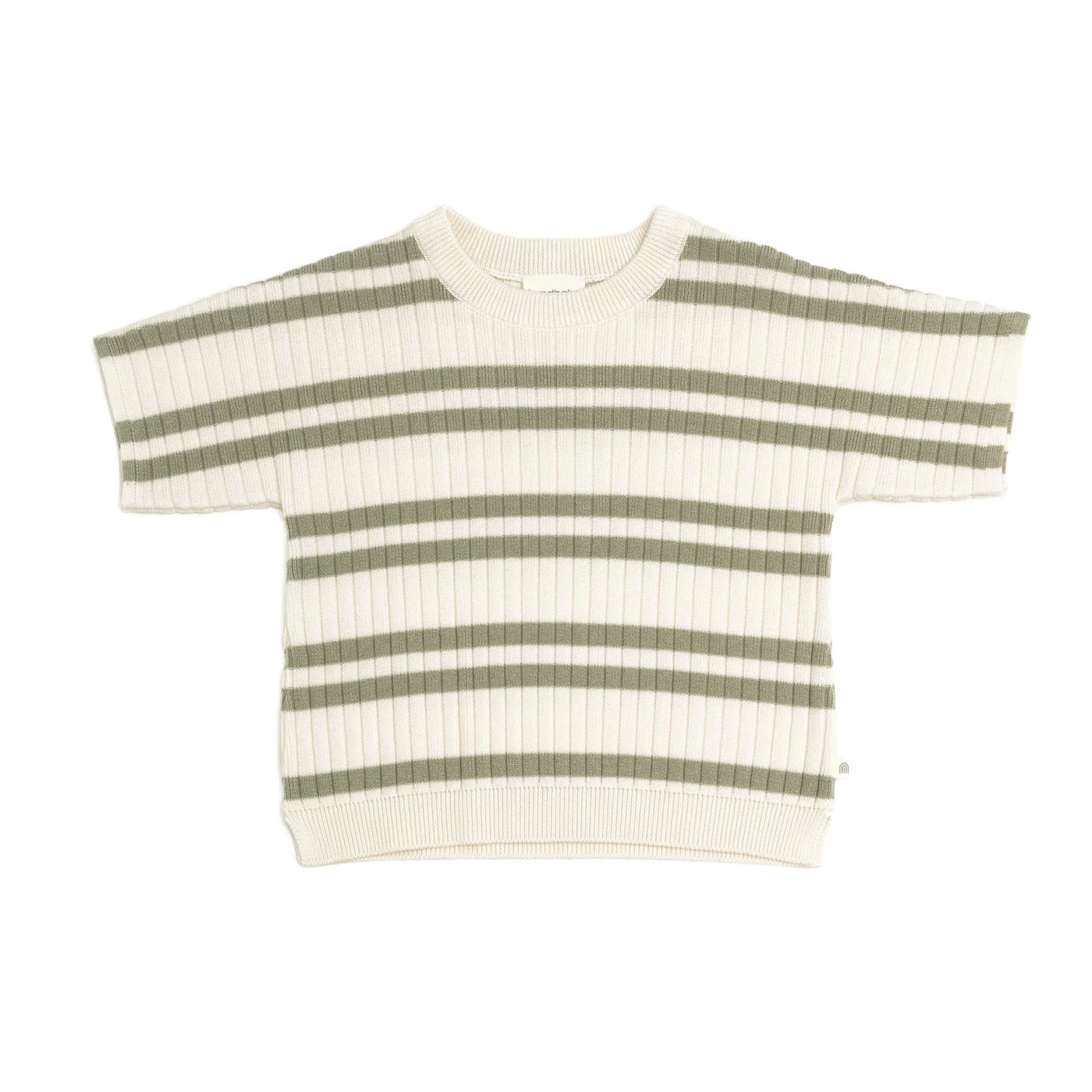 Slouchy Knit Rib Tee - Sage Stripe