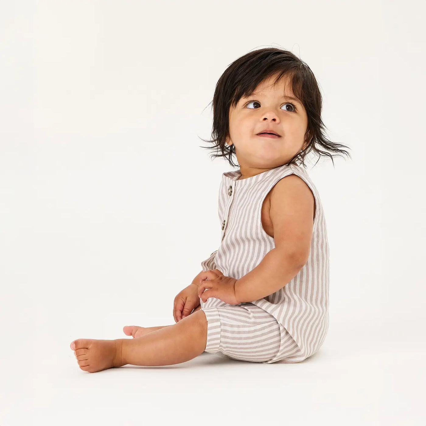 Slouchy Sleeveless Shortall - Sandstone Stripe