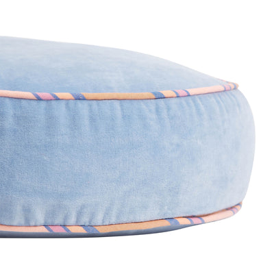 Castilo Round Velvet Cushion - Blue Jean