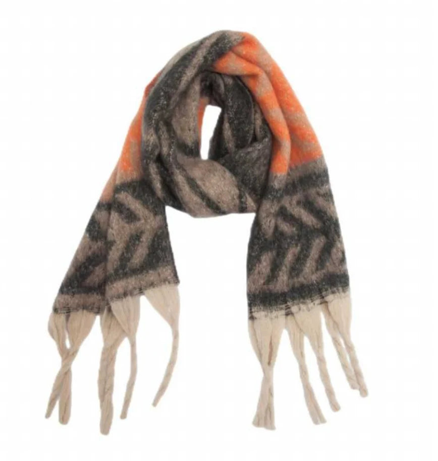 Colorado Winter Scarf - Midnight and Orange