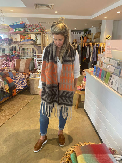 Colorado Winter Scarf - Midnight and Orange