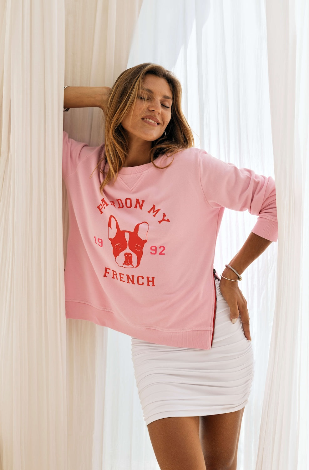 Pardon My French Sweatshirt - Pink/Red