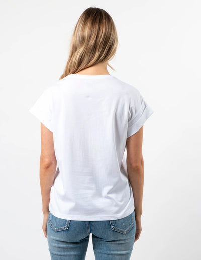 Cuff Sleeve Tshirt - White logo