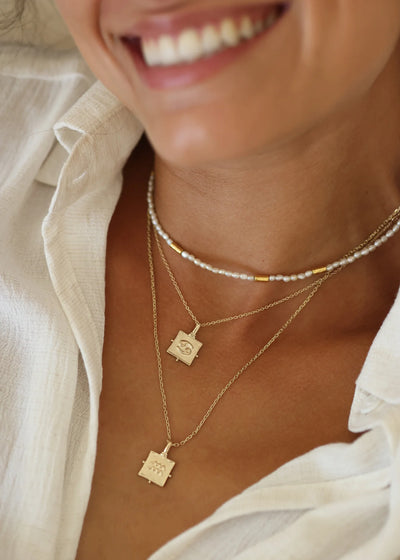 Libra Zodiac Necklace - Gold